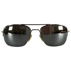 JOHN VARVATOS Silver Gunmetal Metal Aviator Sunglasses