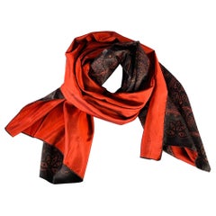 ETRO Black Burgundy Paisley Silk Reversible Scarf