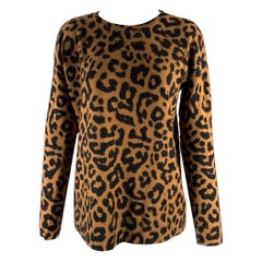 Saks Fifth Avenue Taglia S Marrone Nero Cashmere Stampa Animale Pullover