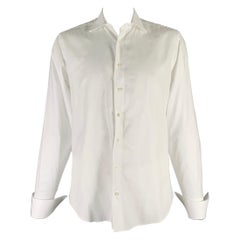 SAKS FIFTH AVENUE Size XL White Cotton French Cuff Long Sleeve Shirt