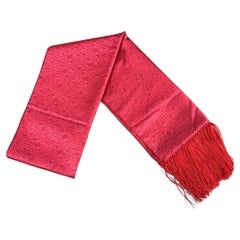 SHANGHAI TANG Pink Red Jacquard Silk Scarves