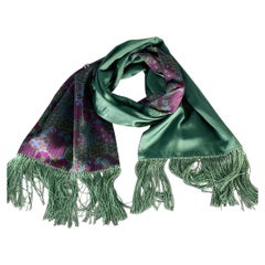SHANGHAI TANG Green Purple Chinoiserie Silk Scarves