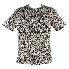 CHRISTOPHER KANE Size XXL Black White Splattered Cotton Short Sleeve Shirt