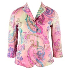 ETRO Größe 10 Rosa Mehrfarbiger Baumwoll-Blazer mit Paisleymuster und Paisleymuster