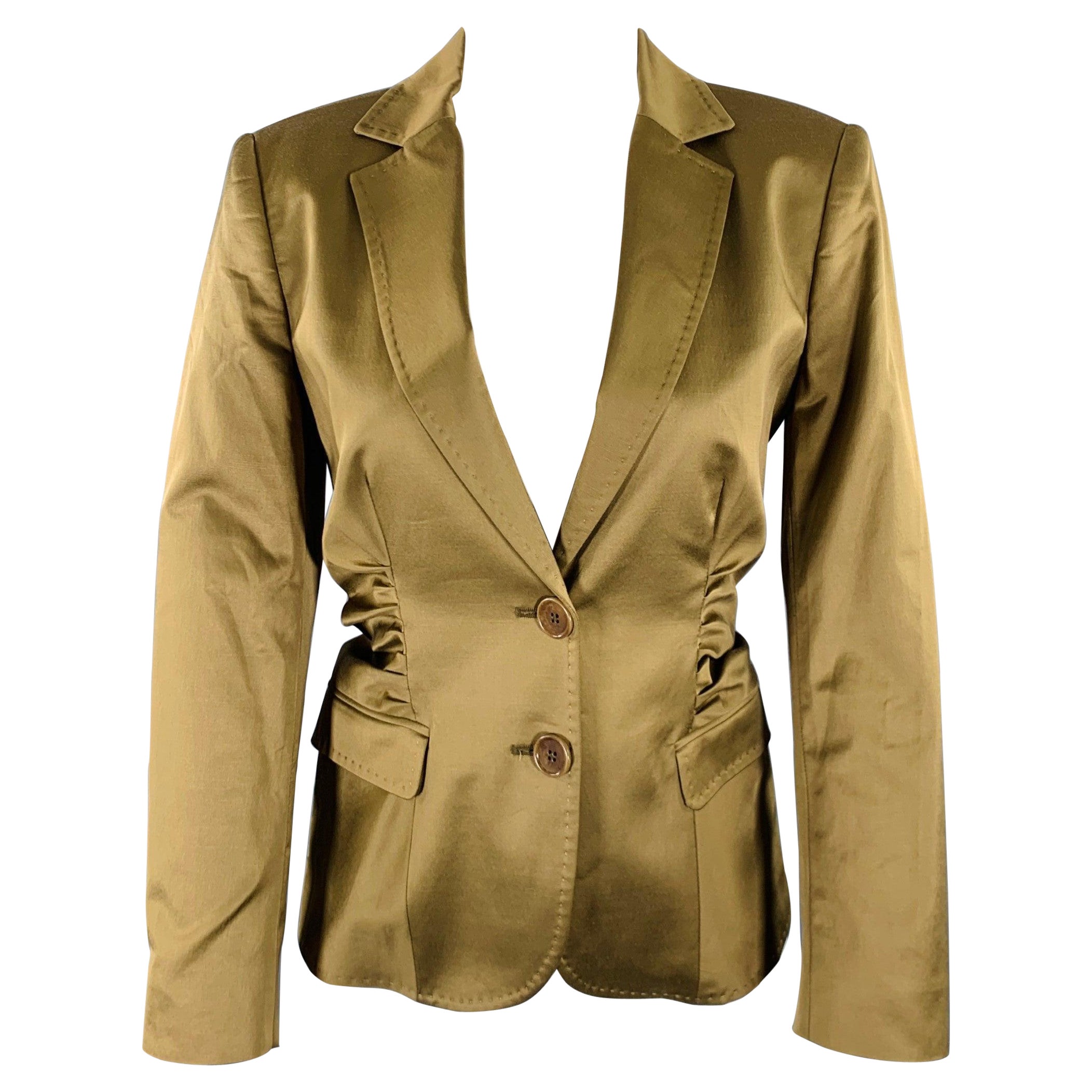 Etro taglia 8 Giacca Blazer a petto singolo increspata in misto cotone di Oliver
