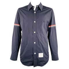 THOM BROWNE - Giacca camicia a maniche lunghe in nylon navy taglia XXL