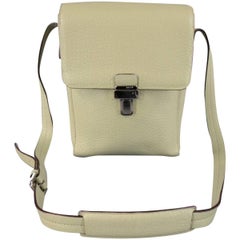 Retro BALLY Mint Green Beige Textured Leather Cross Silver Buckle Body Bags