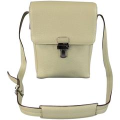 BALLY Mint Green Beige Textured Leather Cross Silver Buckle Body Bags 7