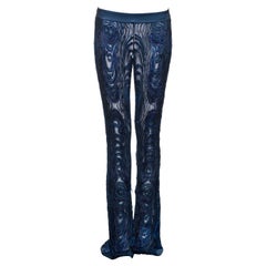 Gucci by Tom Ford Handbestickte Hose aus Seidengeflecht mit Federn aus Mesh mit Federn, H/W 2004