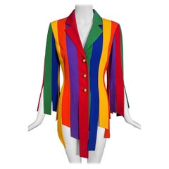 1990's Moschino Cheap & Chic Rainbow Car Wash Fringe Jacket The Nanny