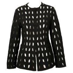 CHADO RALPH RUCCI schwarze Wolljacke mit komplizierten handgenähten Ausschnitten