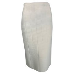 Giorgio Armani Weißer Body Con gerippter Stretch-Bleistiftrock 1990er Jahre 40