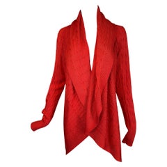 Ralph Lauren Black Label Coral Silk Cable Knit Circle Open Front Sweater Large