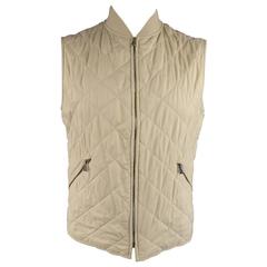 Men's LORO PIANA 40 Light Beige Quilted Polyester Reversible Vest
