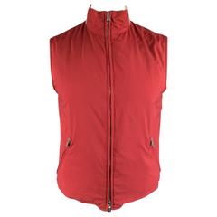 Men's LORO PIANA 38 Burgundy Nylon / Beige Cotton Knit Reversible Vest