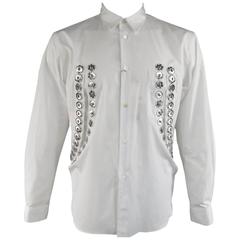 COMME des GARCONS Size L White Cotton Snap Cutout 2016 Long Sleeve Shirt