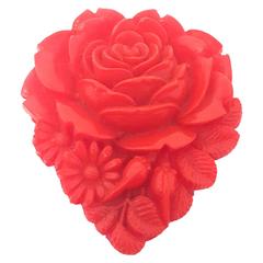 Vintage 50s Red Heart Shaped Floral Bouquet Dress Clip