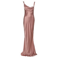 John Galliano Blush Pink Silk Gown with Asymmetric Cowl Neck, SS 2007