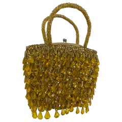 Walborg Daffodil jaune facetté larme perlé et pailleté des années 1960