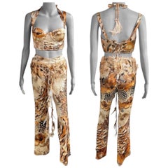 Roberto Cavalli S/S 2004 Bustier Corset Bra Top Pants Belt Ensemble 4 Piece Set