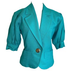 Chaqueta blazer verde vintage Yves Saint Laurent manga globo.