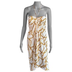 Celine by Michael Kors S/S 2004 - Robe dos nu à imprimé logo en chaîne dorée