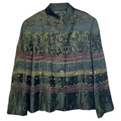 Etro jacket in shades of green with various velvet effect