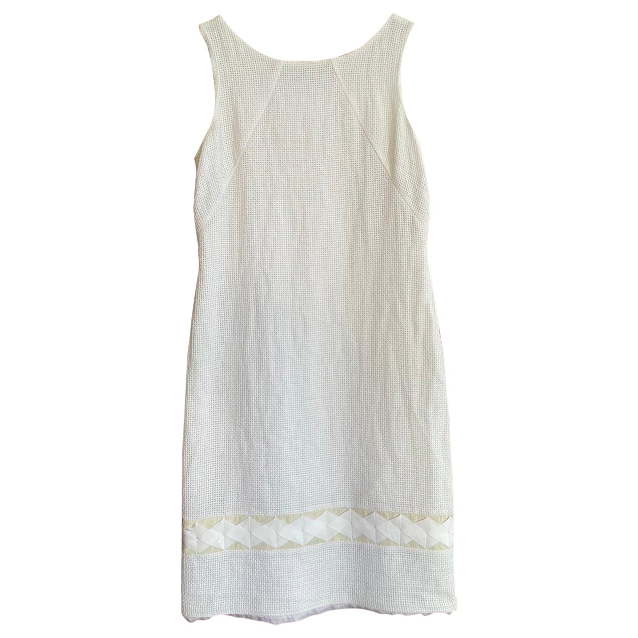 White Versace dress in cotton with silk details For Sale