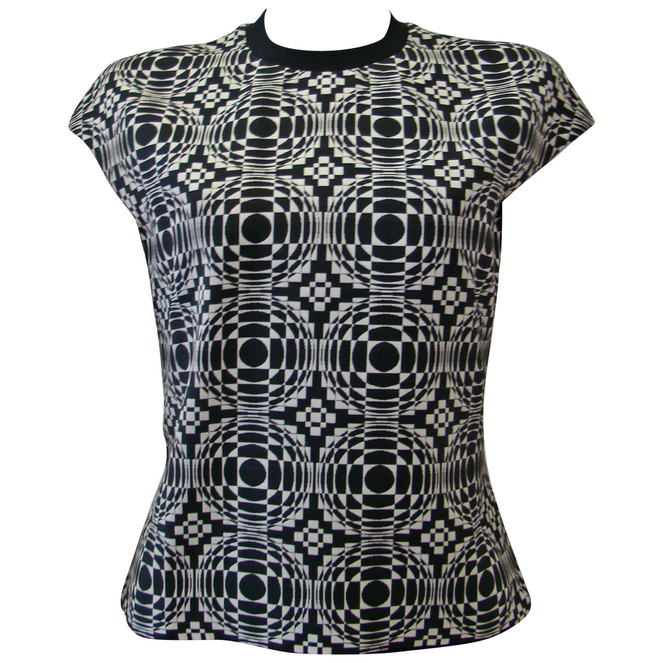 Rare Gianni Versace Optical Printed Top For Sale