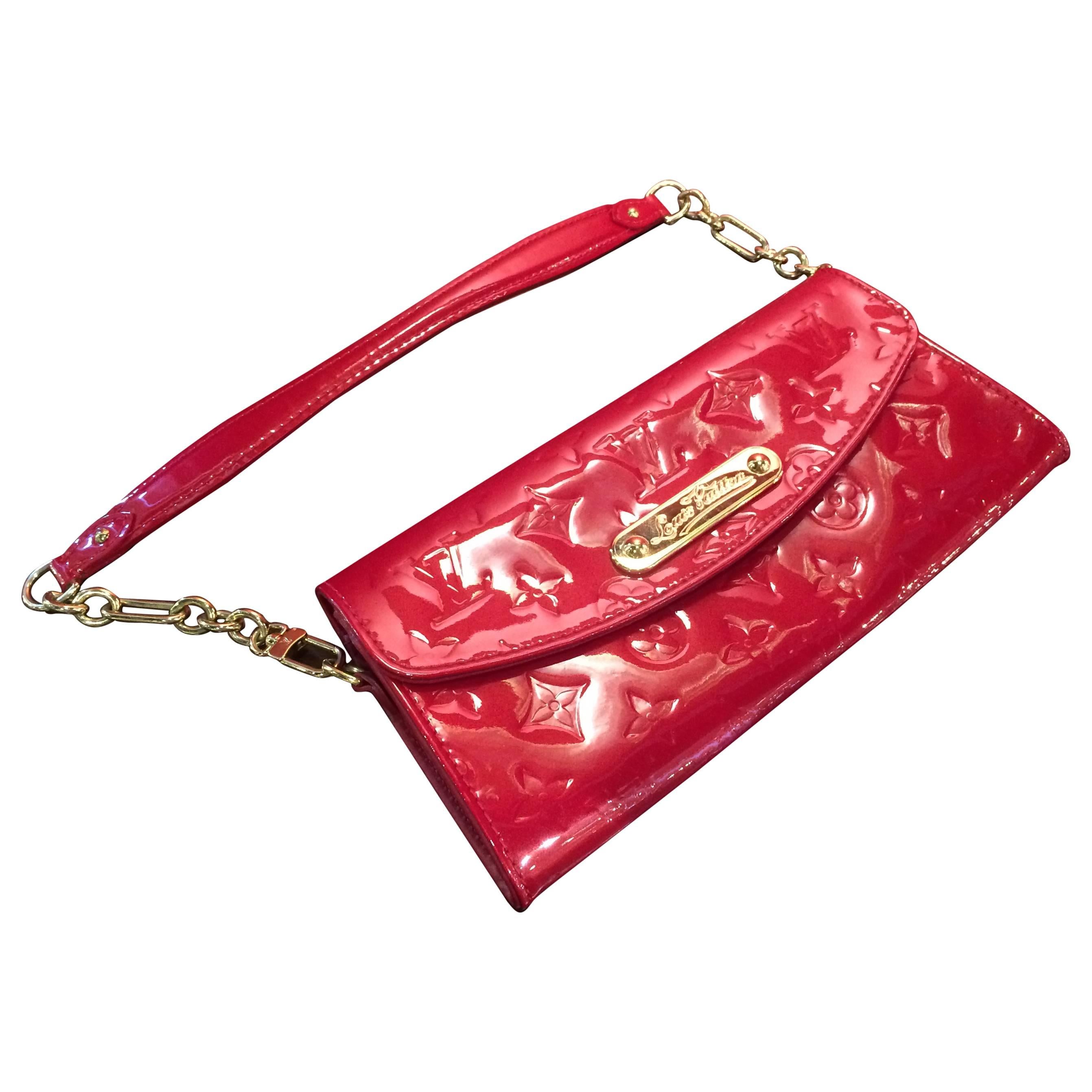 Louis Vuitton Sunset Boulevard Red Vernis Leather evening bag For Sale