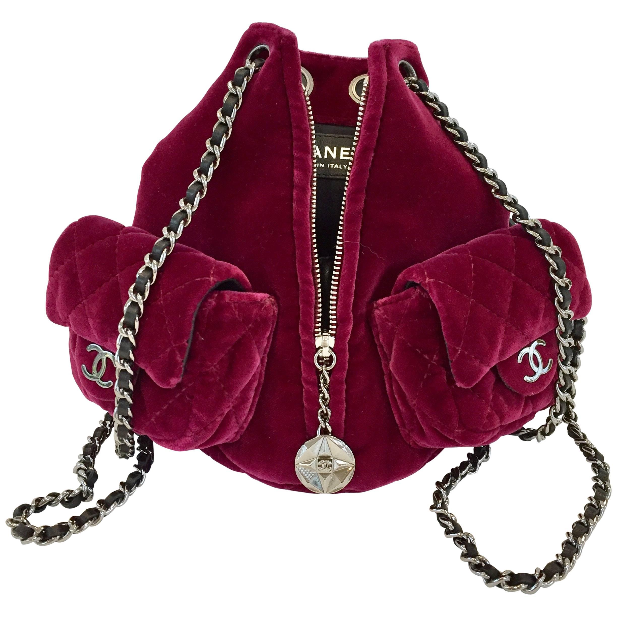 Chanel Cherry Velvet Backpack