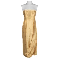 Prada Golden Lame and Silk Bustier Dress