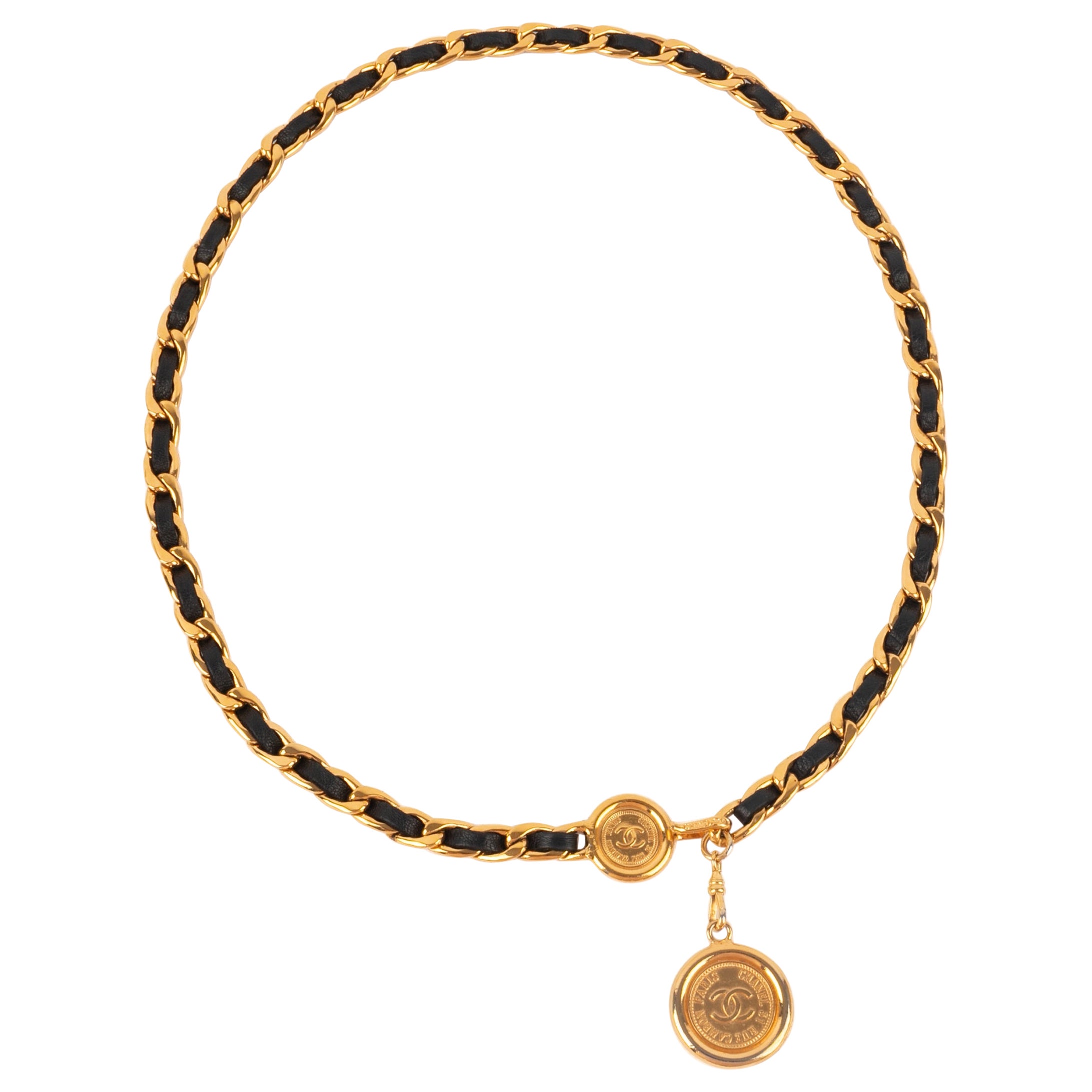 Chanel Golden Metal Chain Leather Belt, 1980s