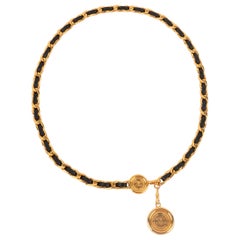 Chanel Goldener Ledergürtel mit Metallkette, 1980er-Jahre