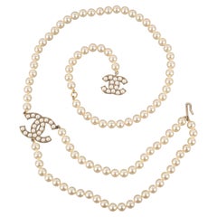 Cintura di perle Chanel con metallo color champagne, 2004