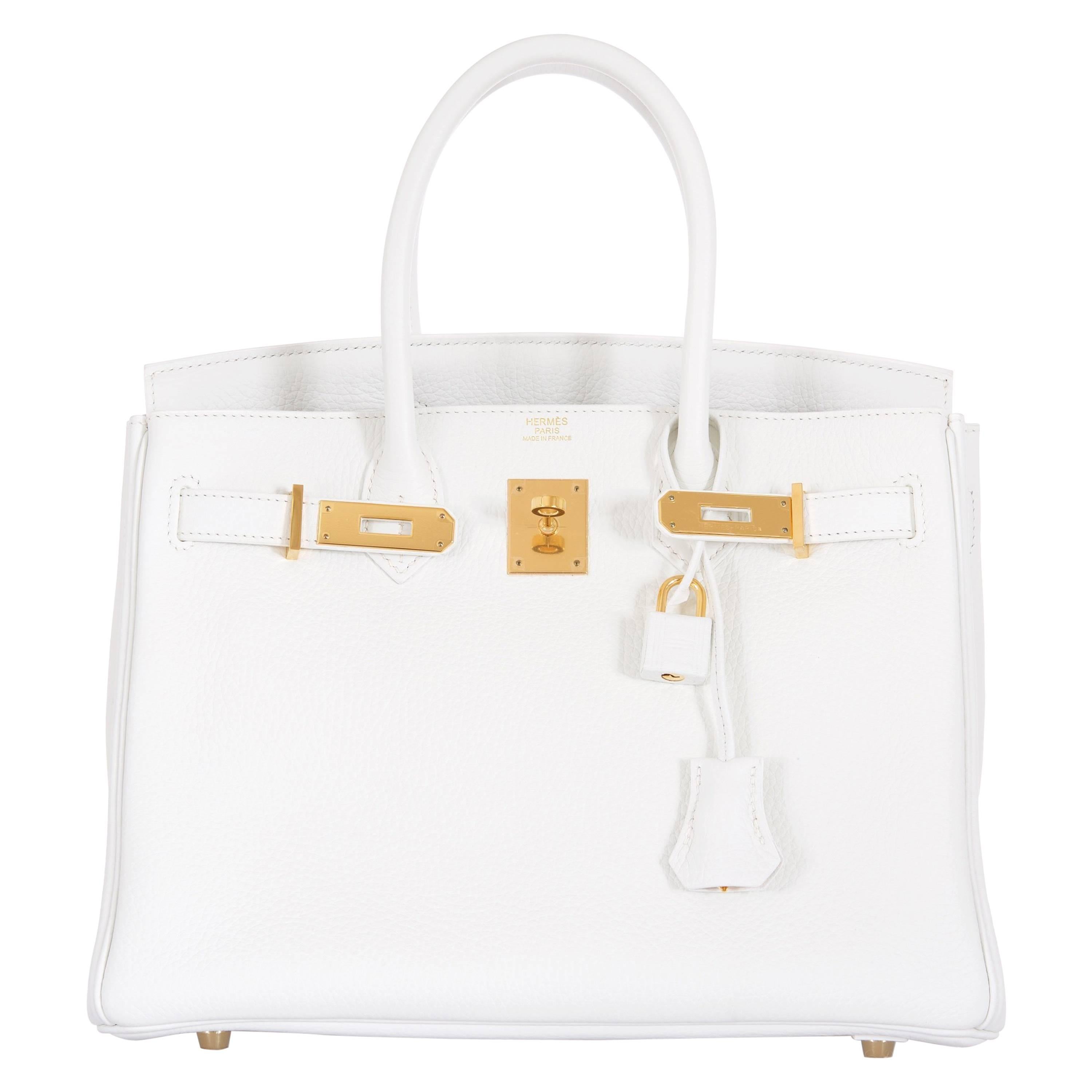Hermes Birkin Bag 30cm White Togo Gold Hardware Stunning For Sale