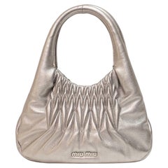 Borsa a Spalla Miu Miu Goffrata Argento