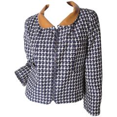 Chanel Herringbone Jacket with Leather Trim 7
