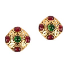 Chanel Goldene durchbrochene Metall-Ohrringe