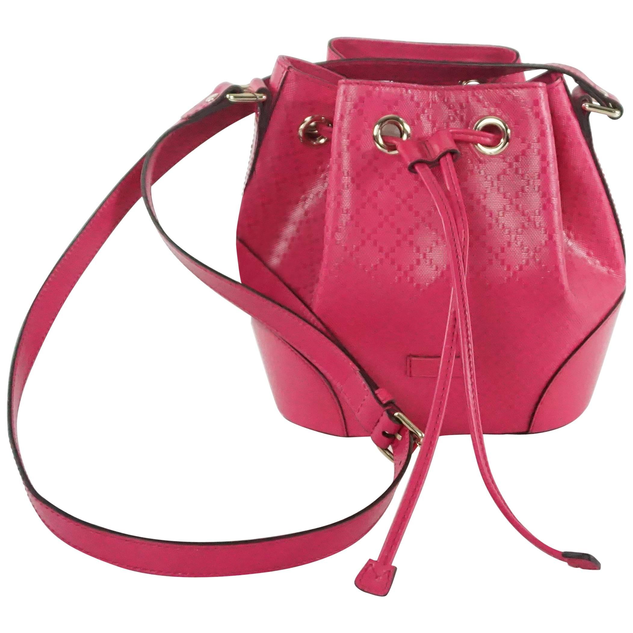 New Gucci Pink Diamante Bucket Bag - 2015