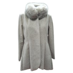 Loro Piana, neuf, gris mixte avec garniture en fourrure de renard 6-8-10-12