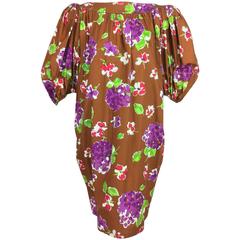 Vintage Yves Saint Laurent floral cotton sac dress 1980s