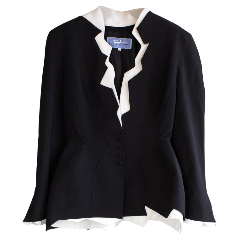 Iconic Thierry Mugler Vintage S/S 1994 Black White Zigzag 