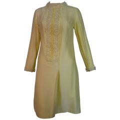 1960s Daymor Original Canary Yellow Beaded Dress