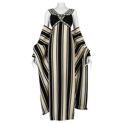 Galanos Black And White Stripe Gown And Shawl