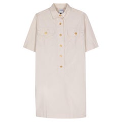 Vintage 1980s Celine Camel Cotton Safari Dress