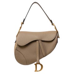 Borsa a Spalla Dior Saddle Granulata Grigio Talpa