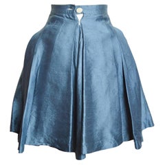 Mini-jupe bustier VIVIENNE WESTWOOD en soie bleu fleuri corne d'archives