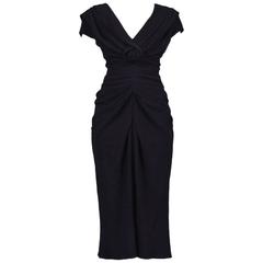 John Galliano for Dior Navy Drape Dress
