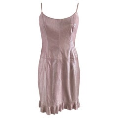 Vestido de piel metalizada rosa Escada